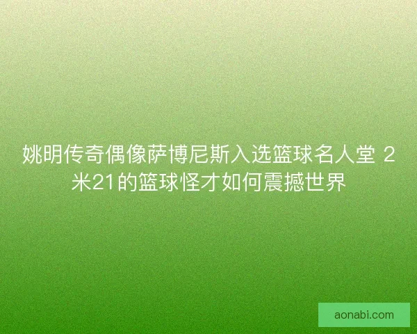 姚明传奇偶像萨博尼斯入选篮球名人堂 2米21的篮球怪才如何震撼世界